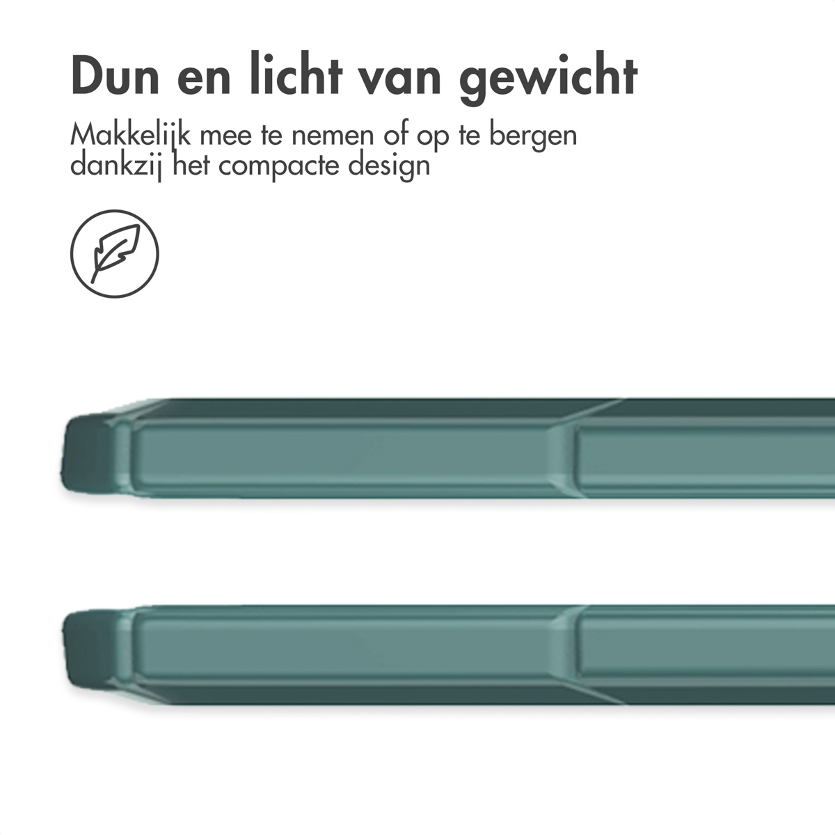 Two parts of a teal tablet case.