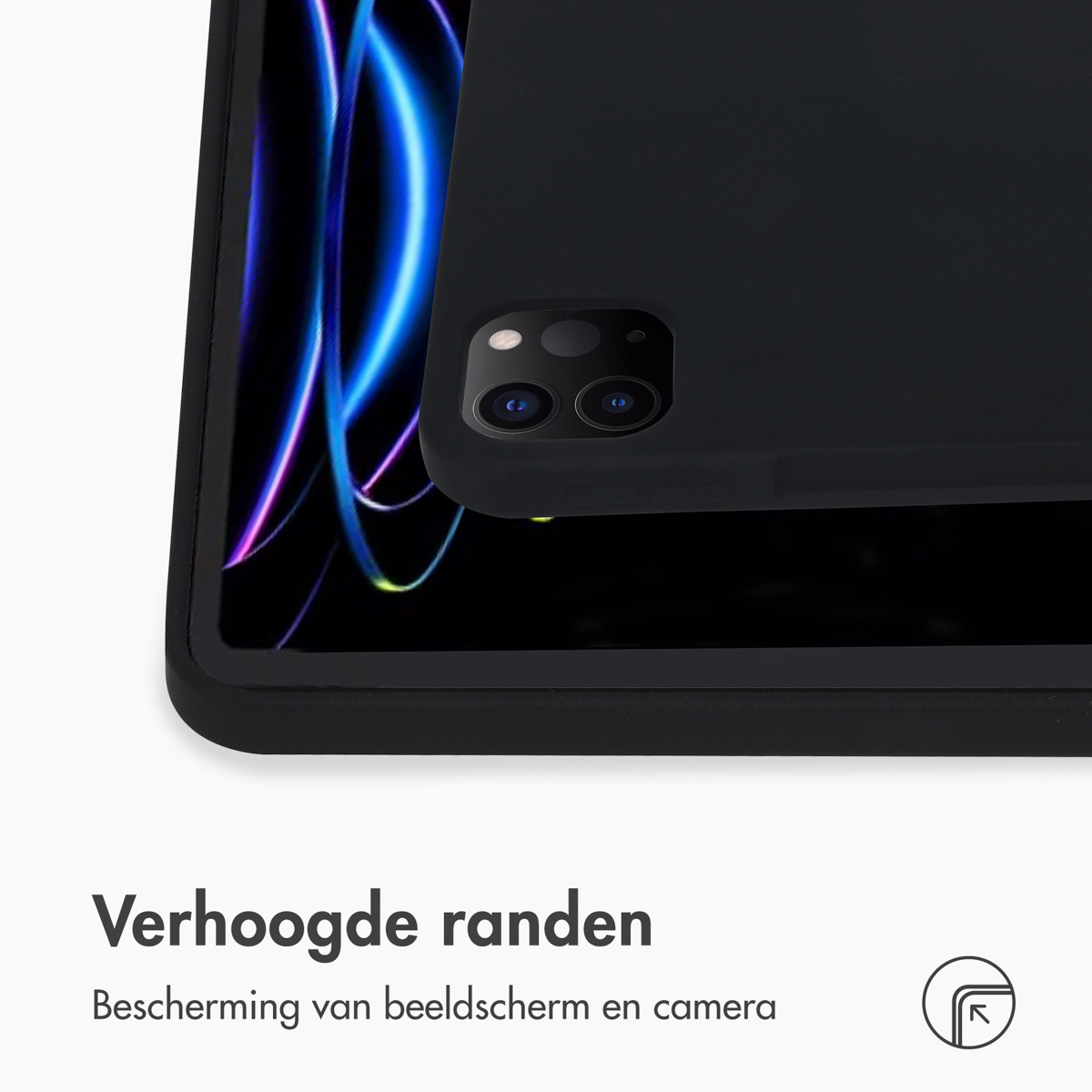 Black phone case on a white background. The case has raised edges and a camera cutout.