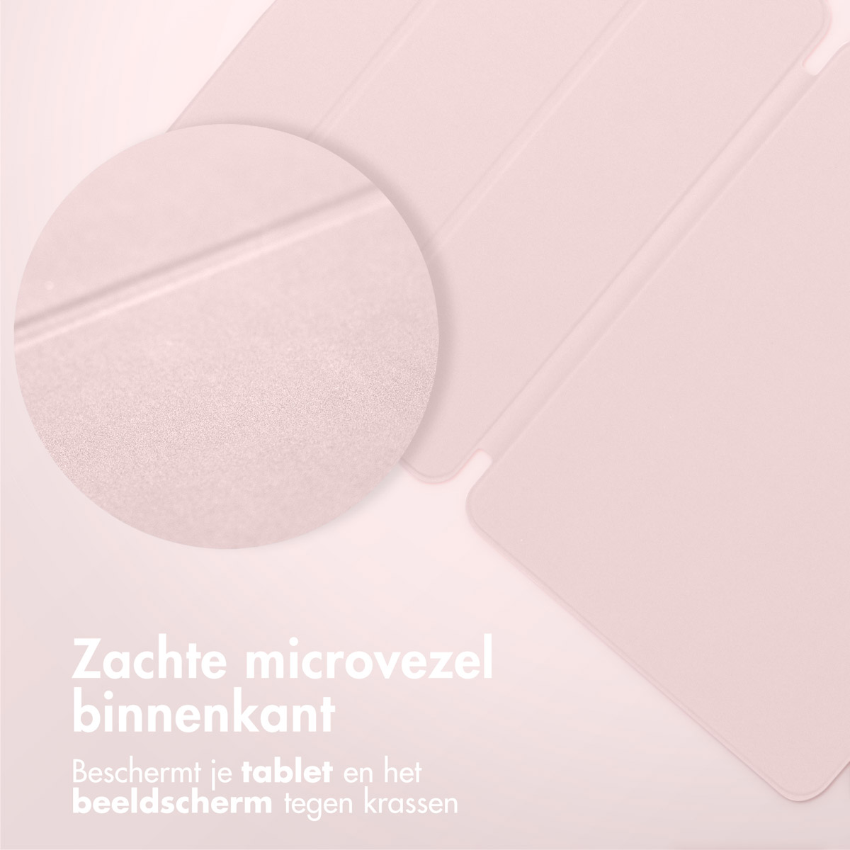 Pink tablet case detail. The inside has a soft, microfiber texture.