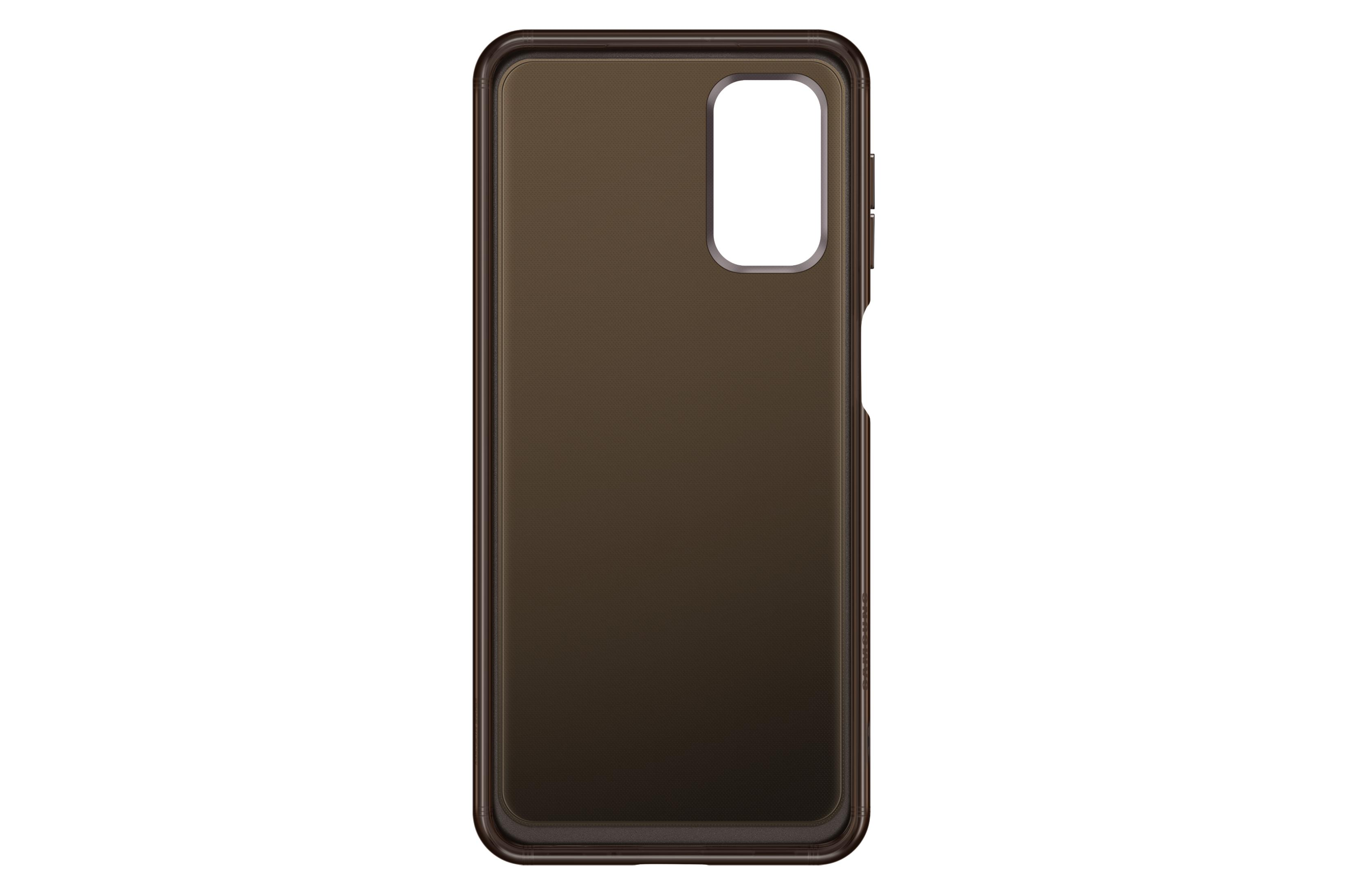 Funda de teléfono marrón con recorte para cámara. La funda es lisa y tiene un recorte para la cámara.