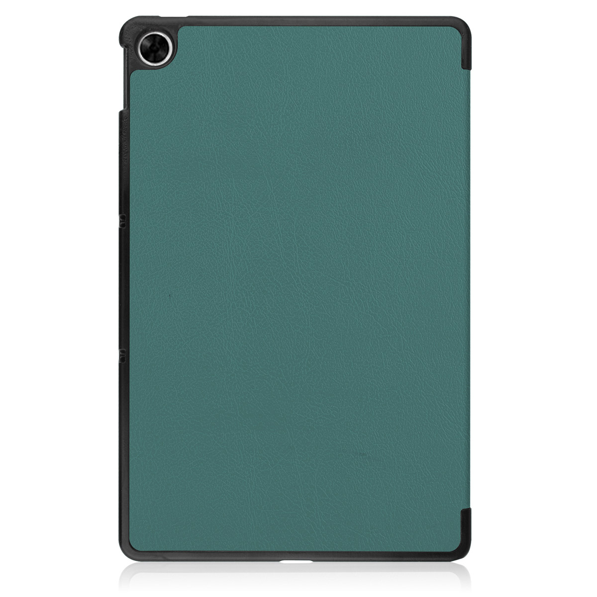 Tablet in a dark green case. The tablet has a black frame.