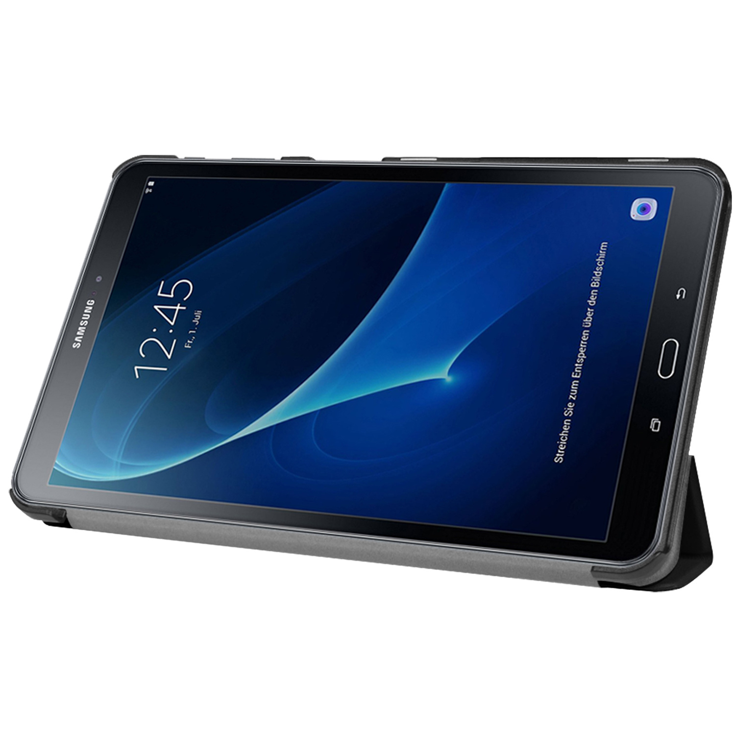 IMOSHION Trifold Bookcase geschikt voor Samsung Galaxy Tab A 10.1 (2016) Tablethoes 10,1 inch Zwart