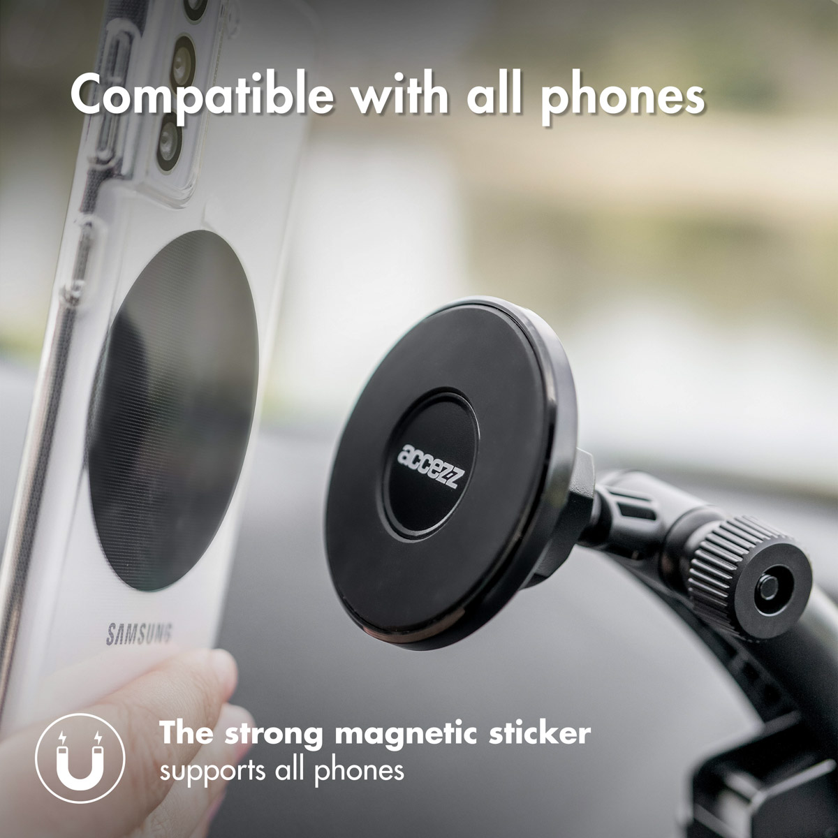ACCEZZ Telefoonhouder auto - MagSafe - Dashboard en voorruit - Magnetisch - Zwart Car holder