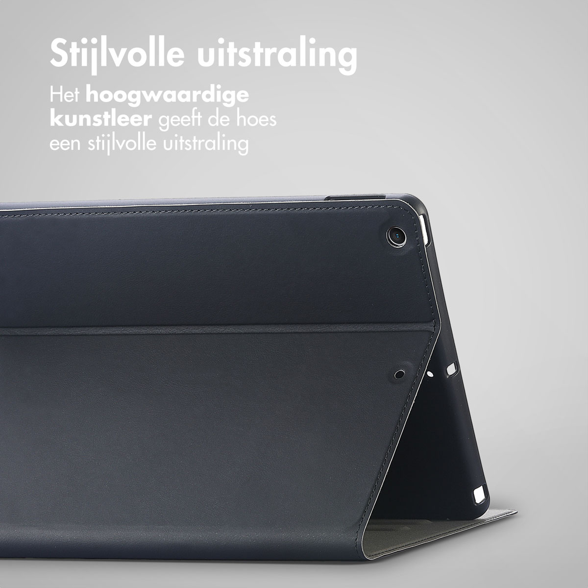 Dark tablet case with stylish design, showcasing high-quality faux leather.