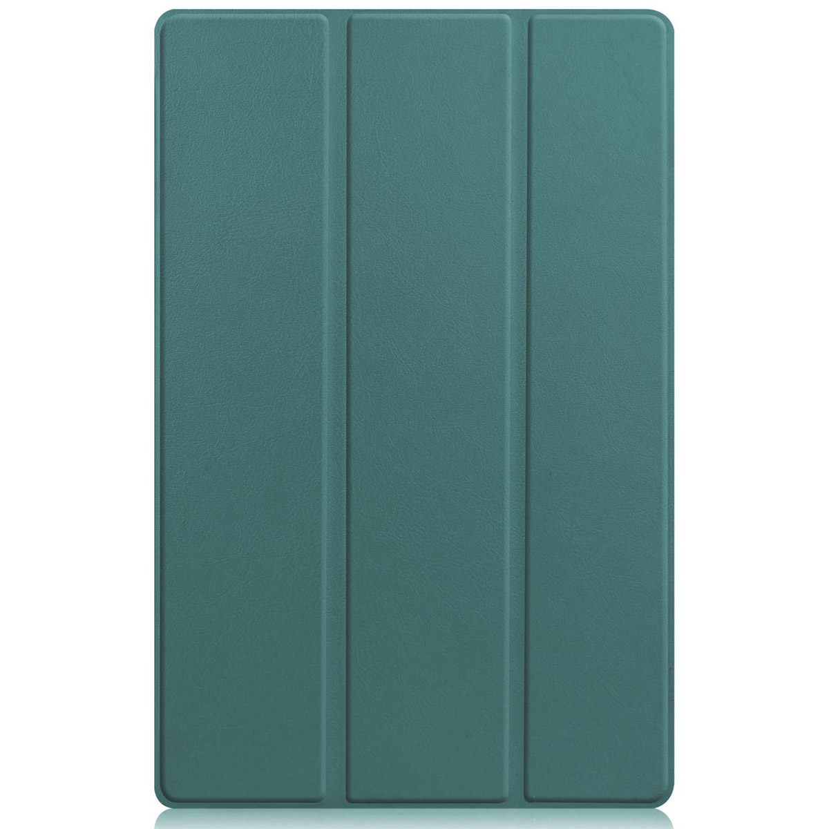 Gesloten groene tablethoes. Effen kleur. Tekst is niet zichtbaar.