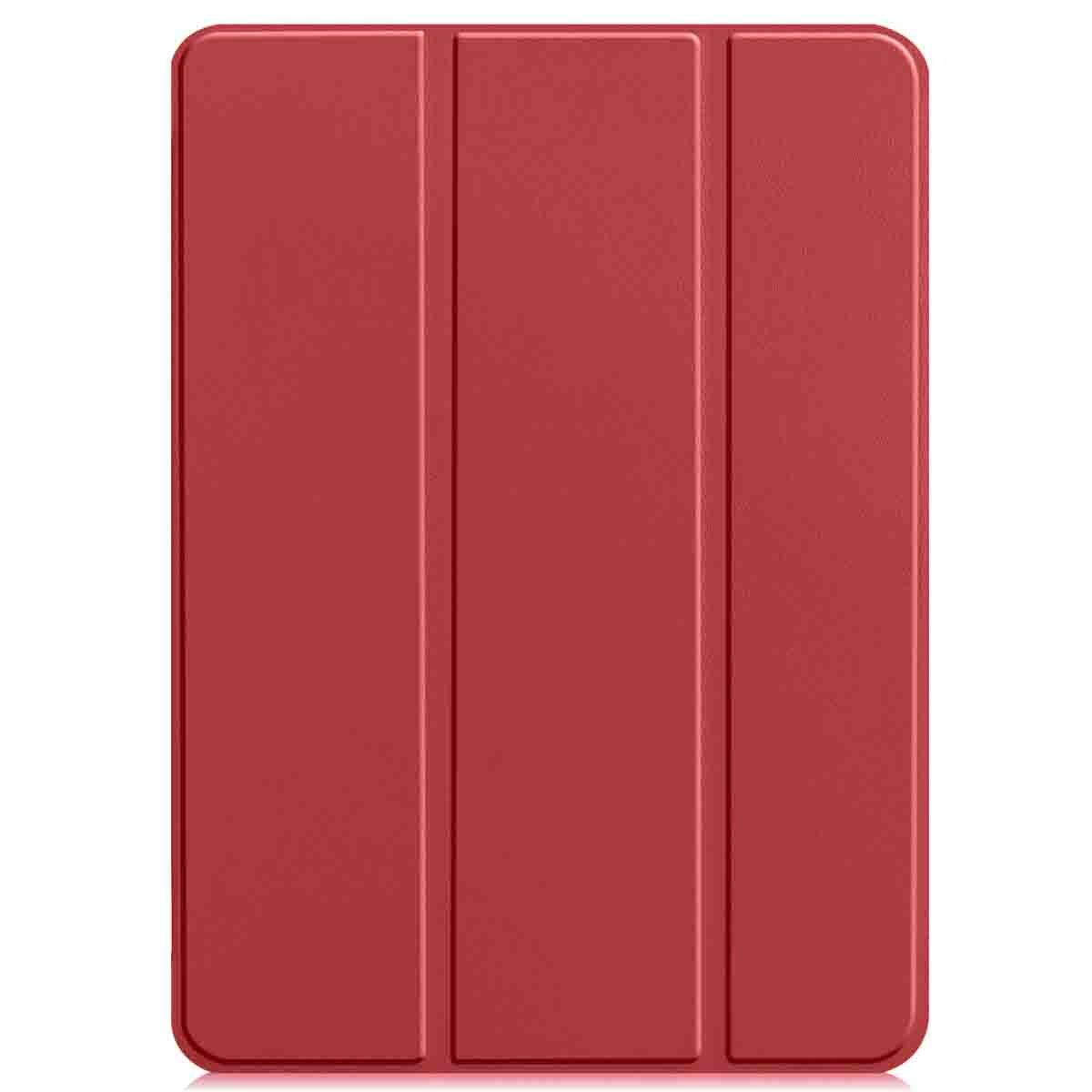 Red tablet case. The case is closed. The back is visible.