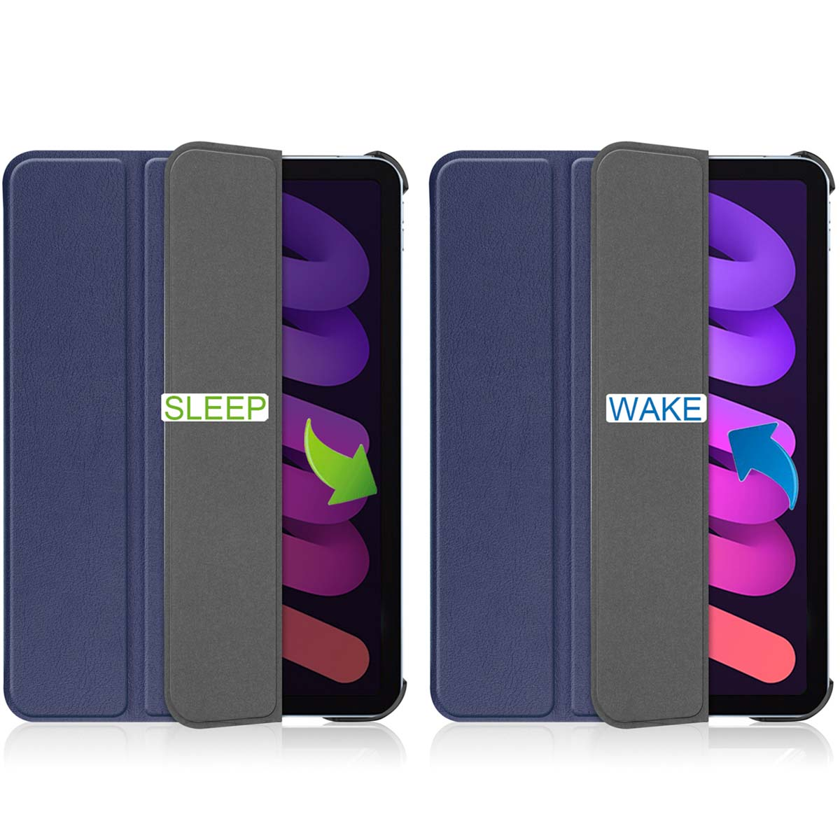 IMOSHION Trifold Bookcase - Tablet Case 8.3 in Dark Blue