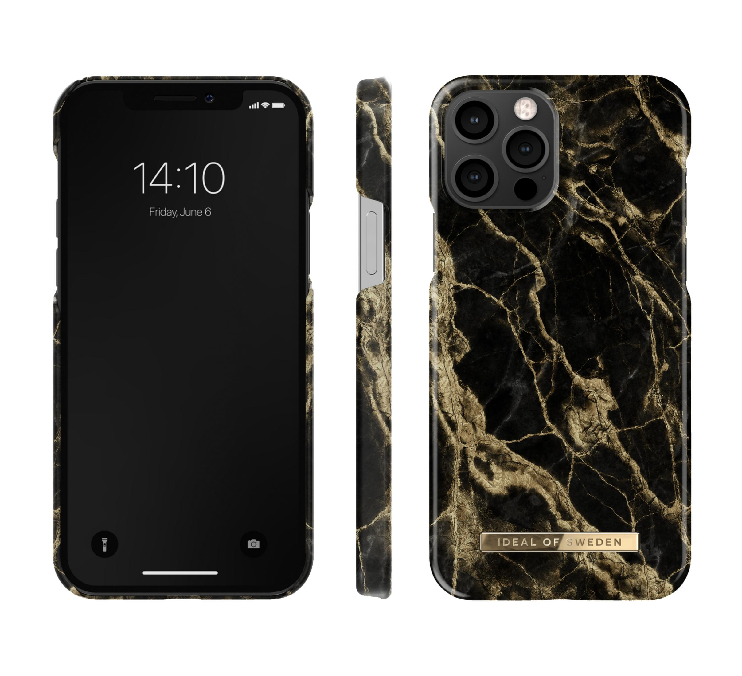Ein iPhone mit schwarzer Marmorhülle. Die Uhrzeit ist 14:10 Uhr, Freitag, 6. Juni. Die Marke Ideal of Sweden ist sichtbar.