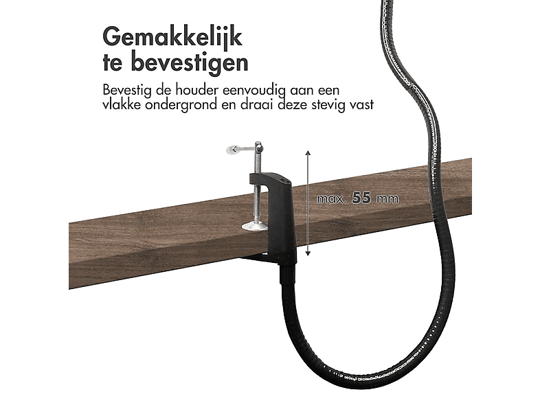Niumowa Flexibele tabletstandaard, tablethouder, zwanenhals tablethouder - flexibele verstelbare arm in bed voor/mobiele telefoon/schakelaar/enz., 98 cm totale lengte (wit