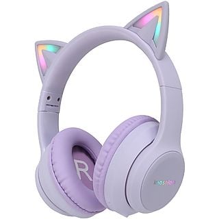 IMOSHION Kids LED Light Cat Ear Bluetooth Headphones Koptelefoon Paars