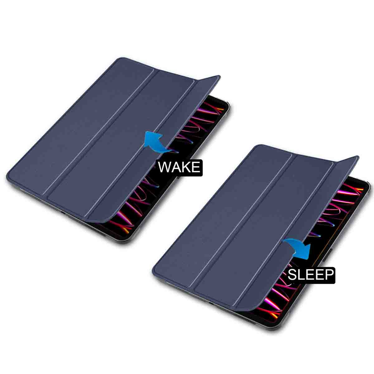 IMOSHION Trifold Bookcase - Protective case 12.9 in Dark Blue