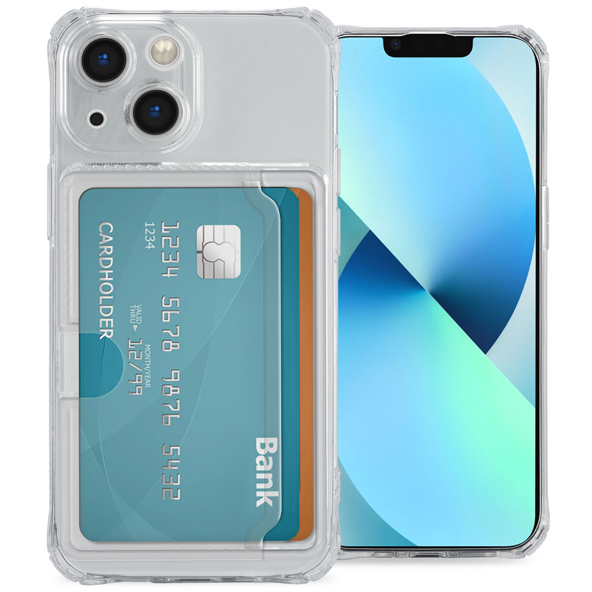 IMOSHION Softcase Backcover con portacarte 3.0 Cover per Apple iPhone 13, Trasparente