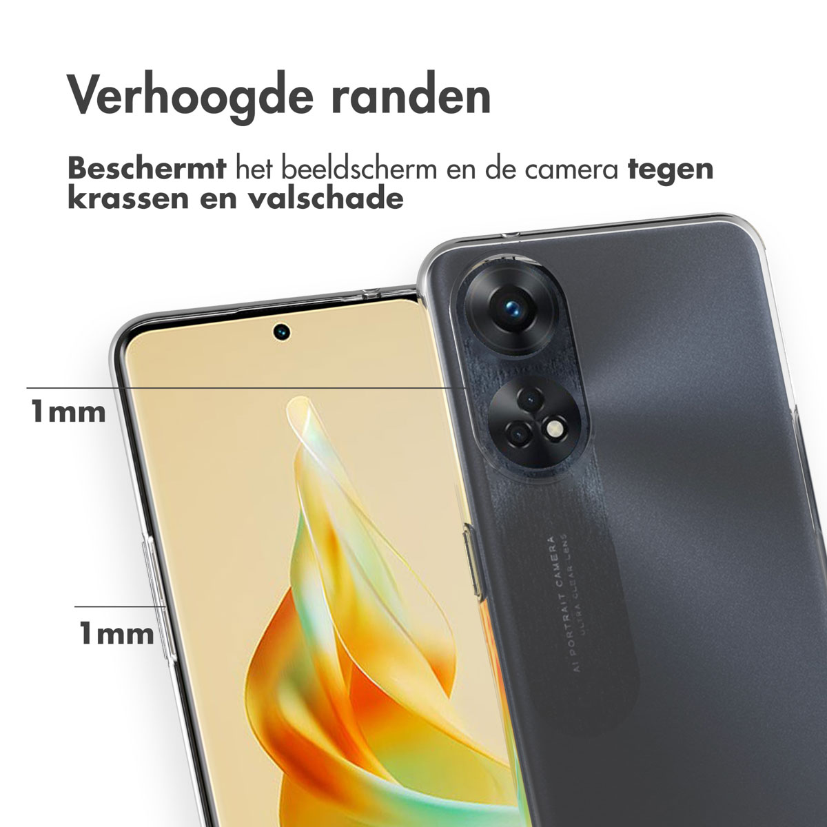Ein Telefon in einer Hülle, Nahaufnahme des Hüllenrands. Die Hülle schützt den Bildschirm.