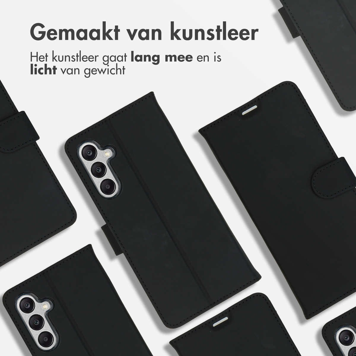 Plusieurs coques de téléphone noires, ouvertes, montrant l'appareil photo et les boutons.