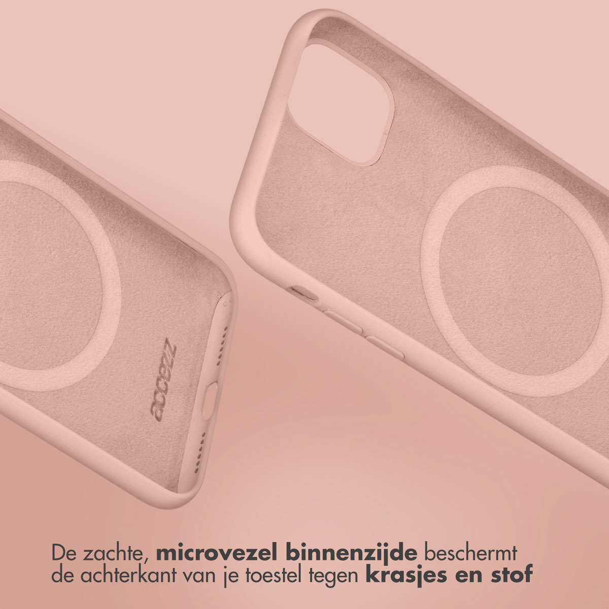 Zwei rosa Handyhüllen, Innenansicht mit weichem, Mikrofaserfutter.