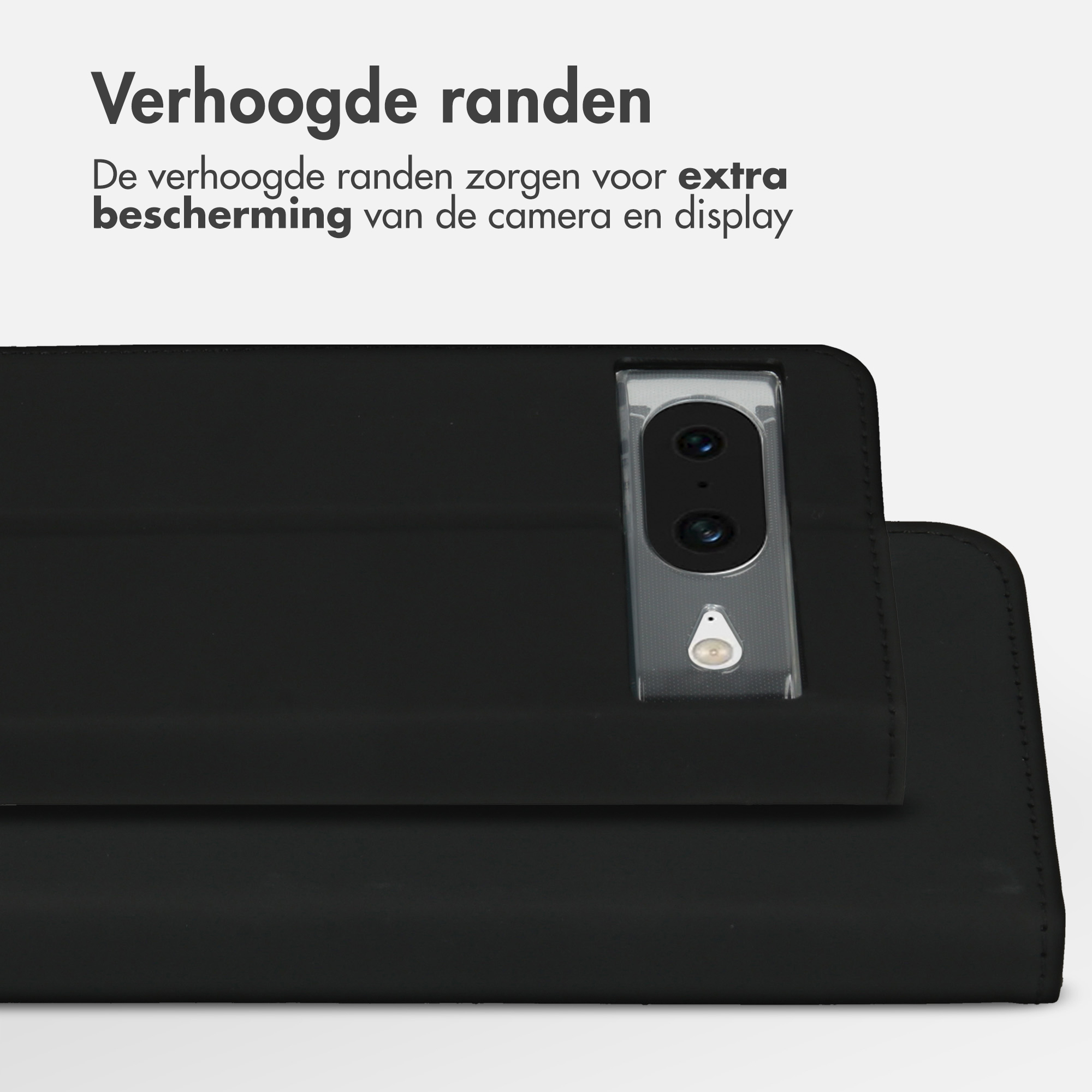Schwarze Handyhülle schützt die Handykamera. Draufsicht auf Telefon und Hülle.