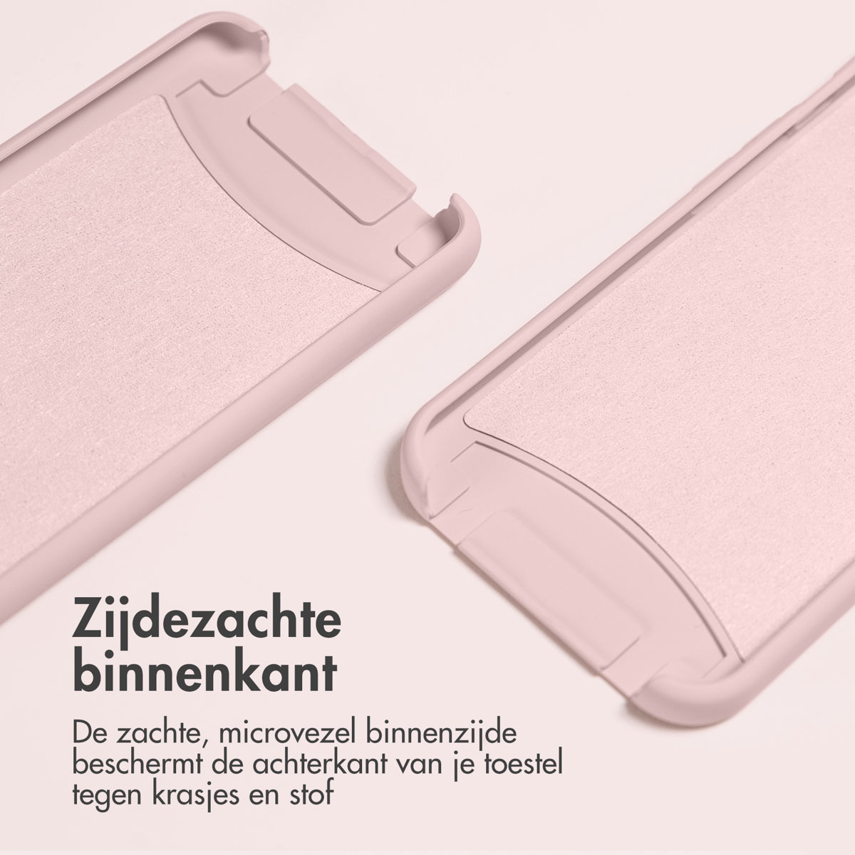 Intérieur d'étui de téléphone rose. Intérieur en microfibre douce.