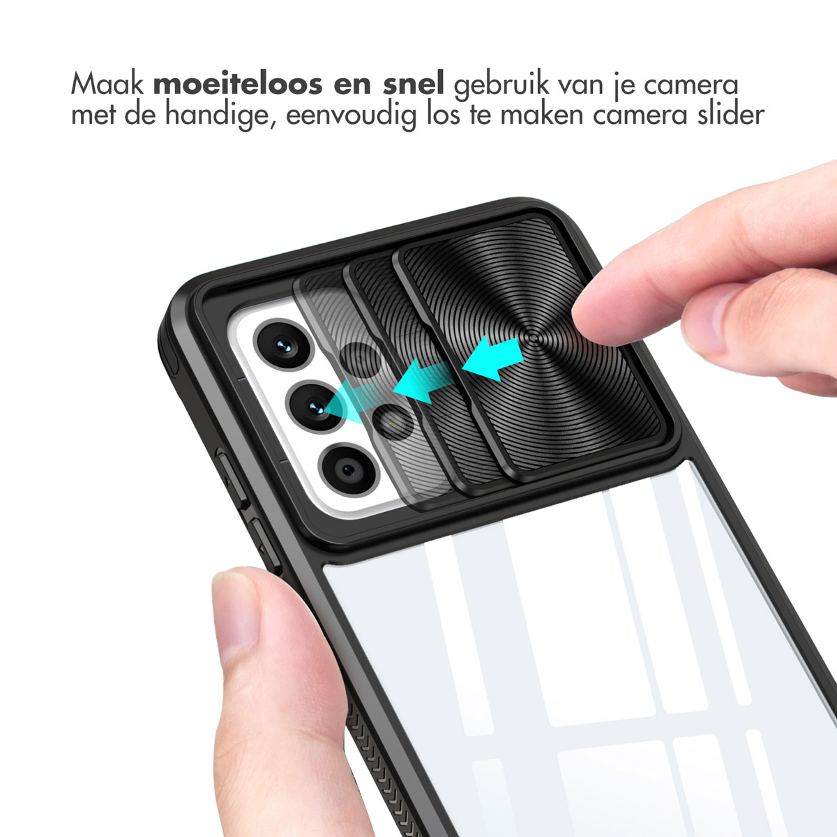Una mano fa scorrere una copertura sull'obiettivo della fotocamera di uno smartphone.