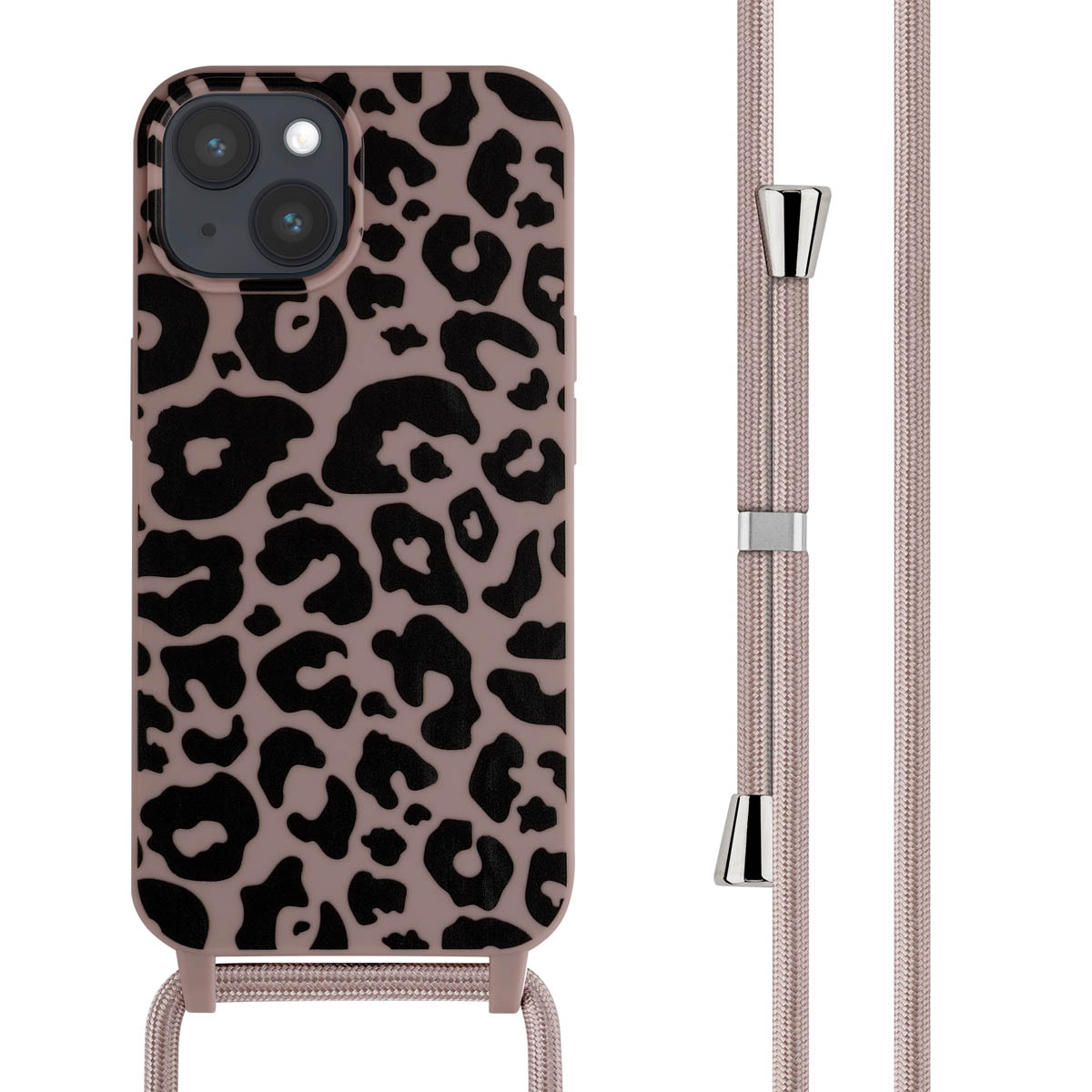 Phone case with a leopard print design. The phone has a matching strap.