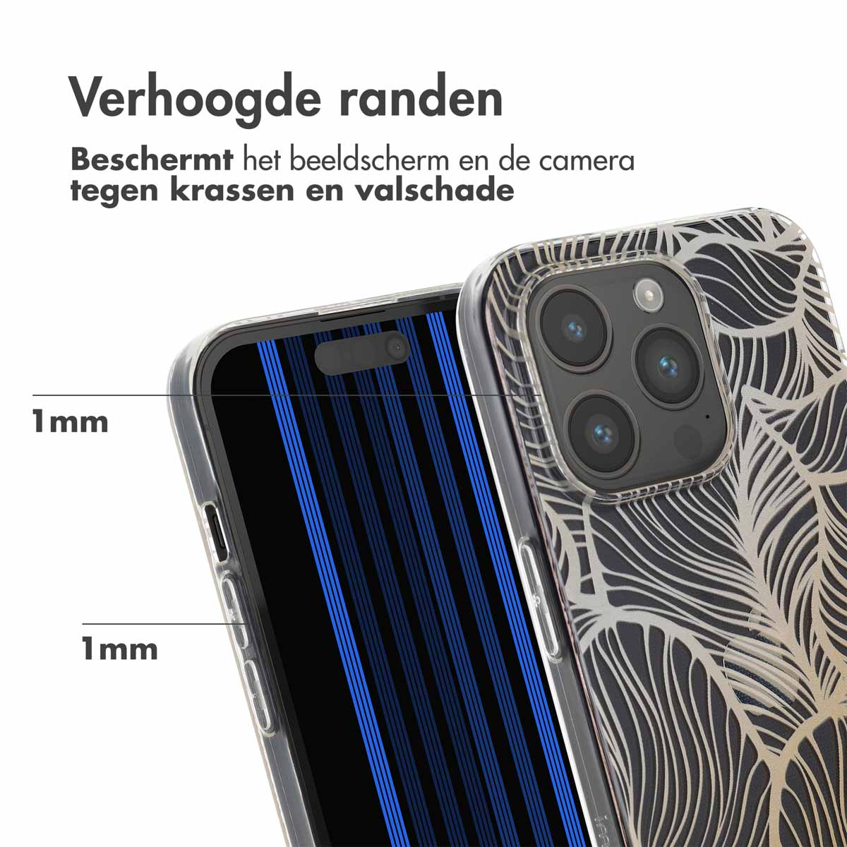 Verhoogde randen: 1mm bescherming voor scherm & camera.