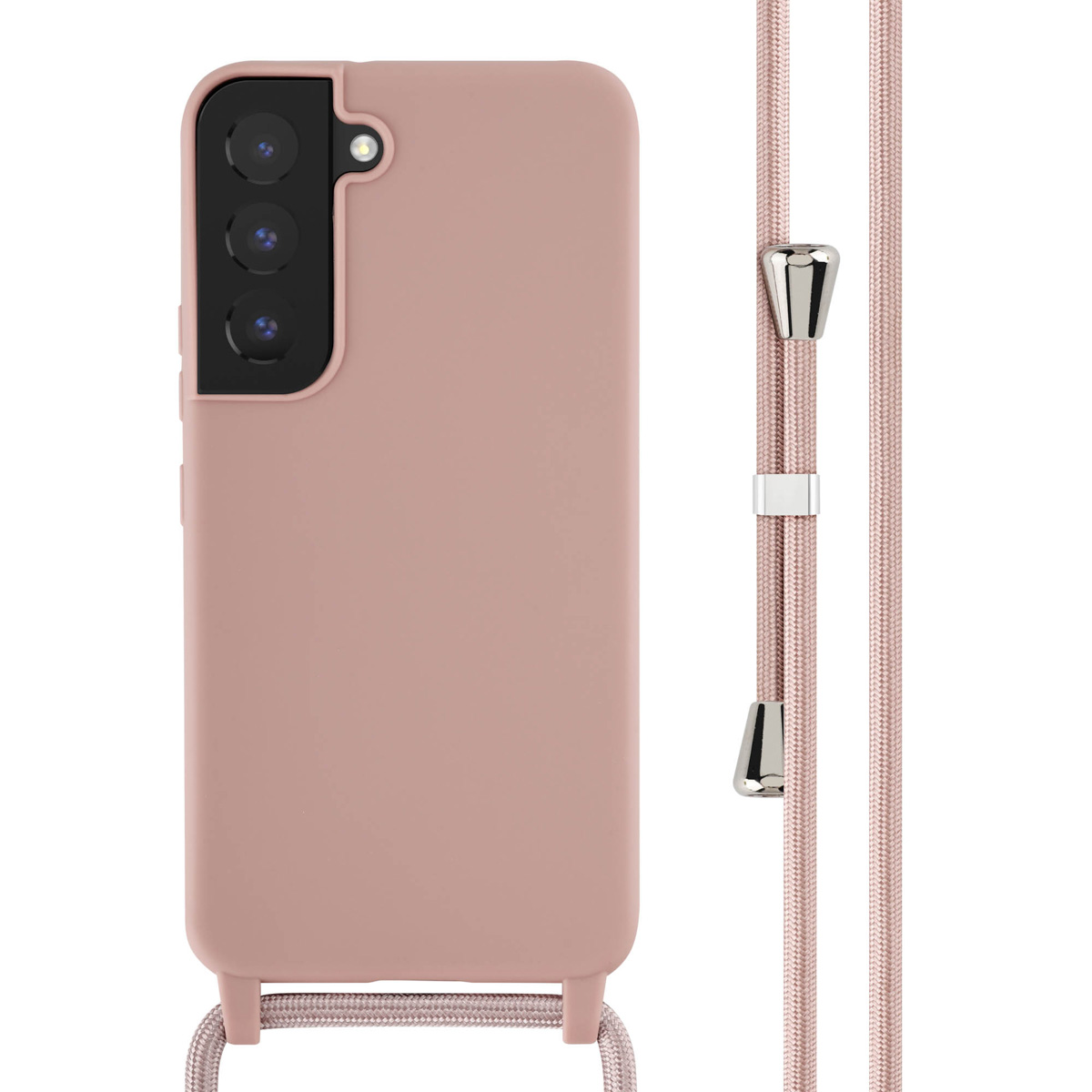 Stofroze telefoonhoes met een koord. De telefoon is stofroze.