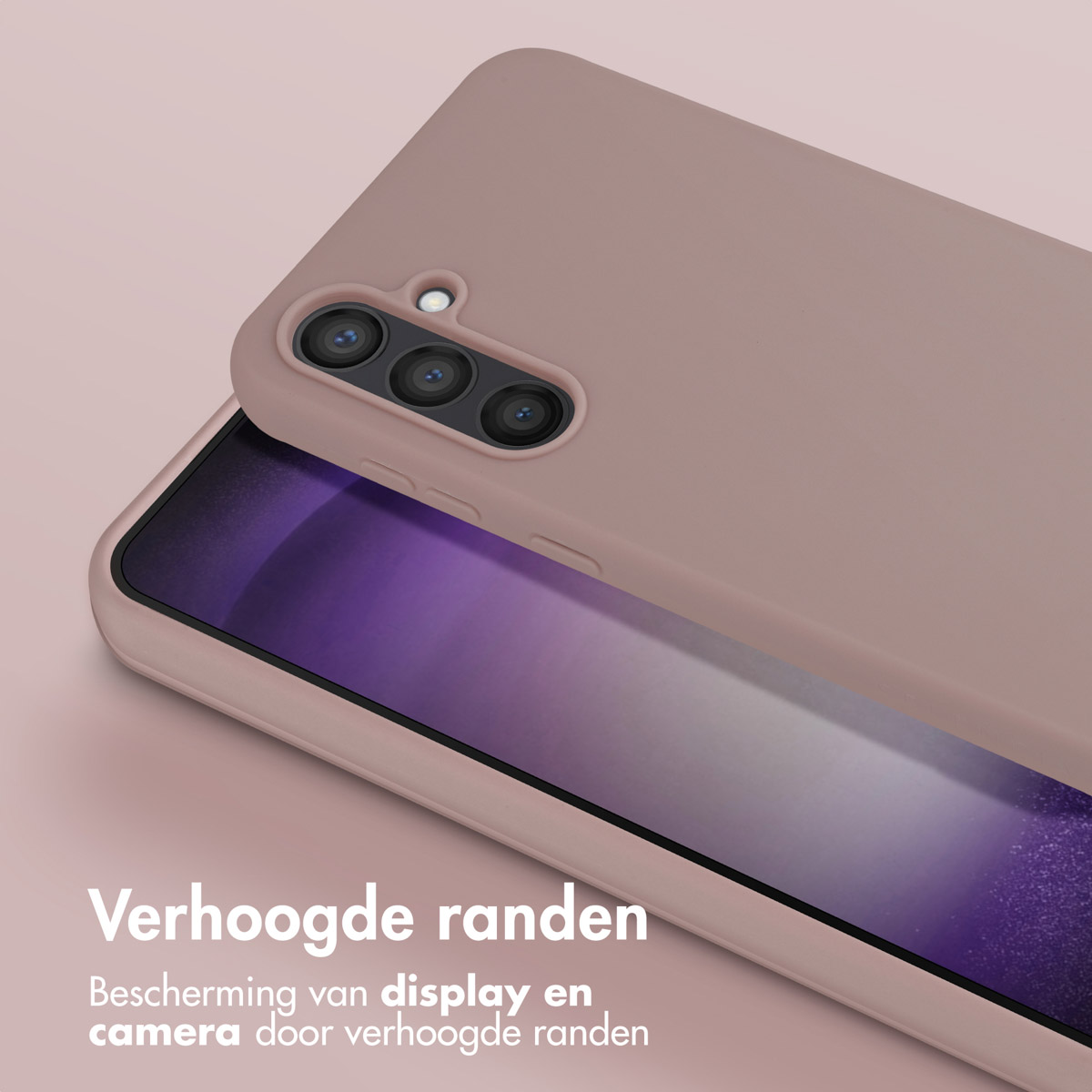 Coque de téléphone rose. Gros plan, bords surélevés. Protection pour écran et caméra.