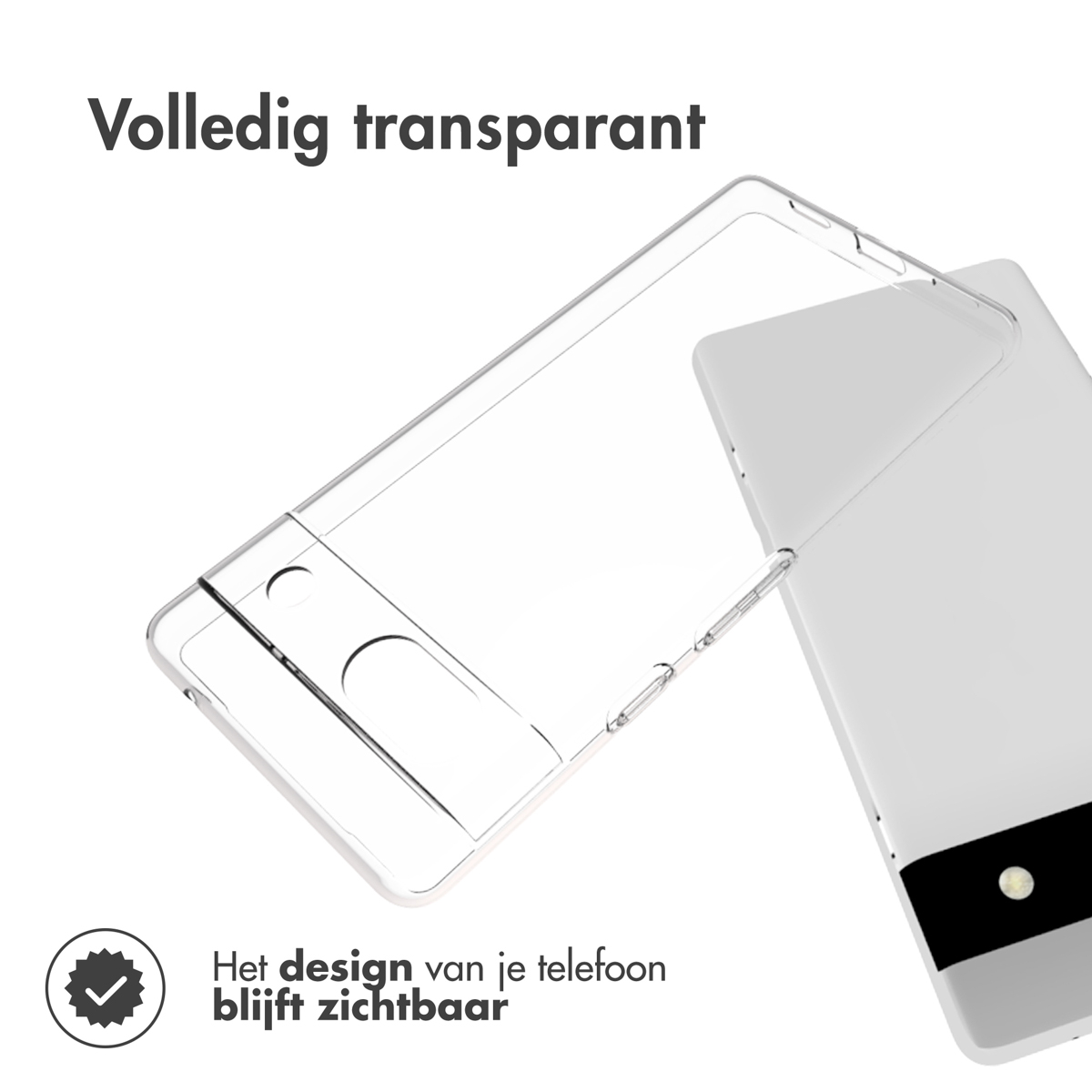 Een doorzichtig telefoonhoesje. De telefoonhoes is transparant.