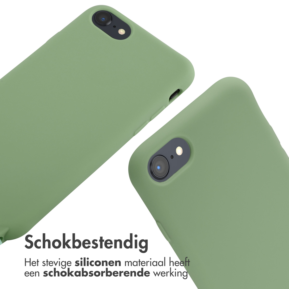 Deux coques de téléphone vert clair avec appareils photo sur fond blanc.