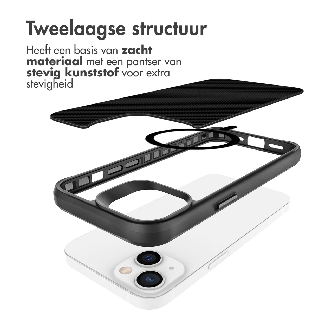 Structure à deux couches : Base souple avec un blindage en plastique robuste pour plus de solidité.