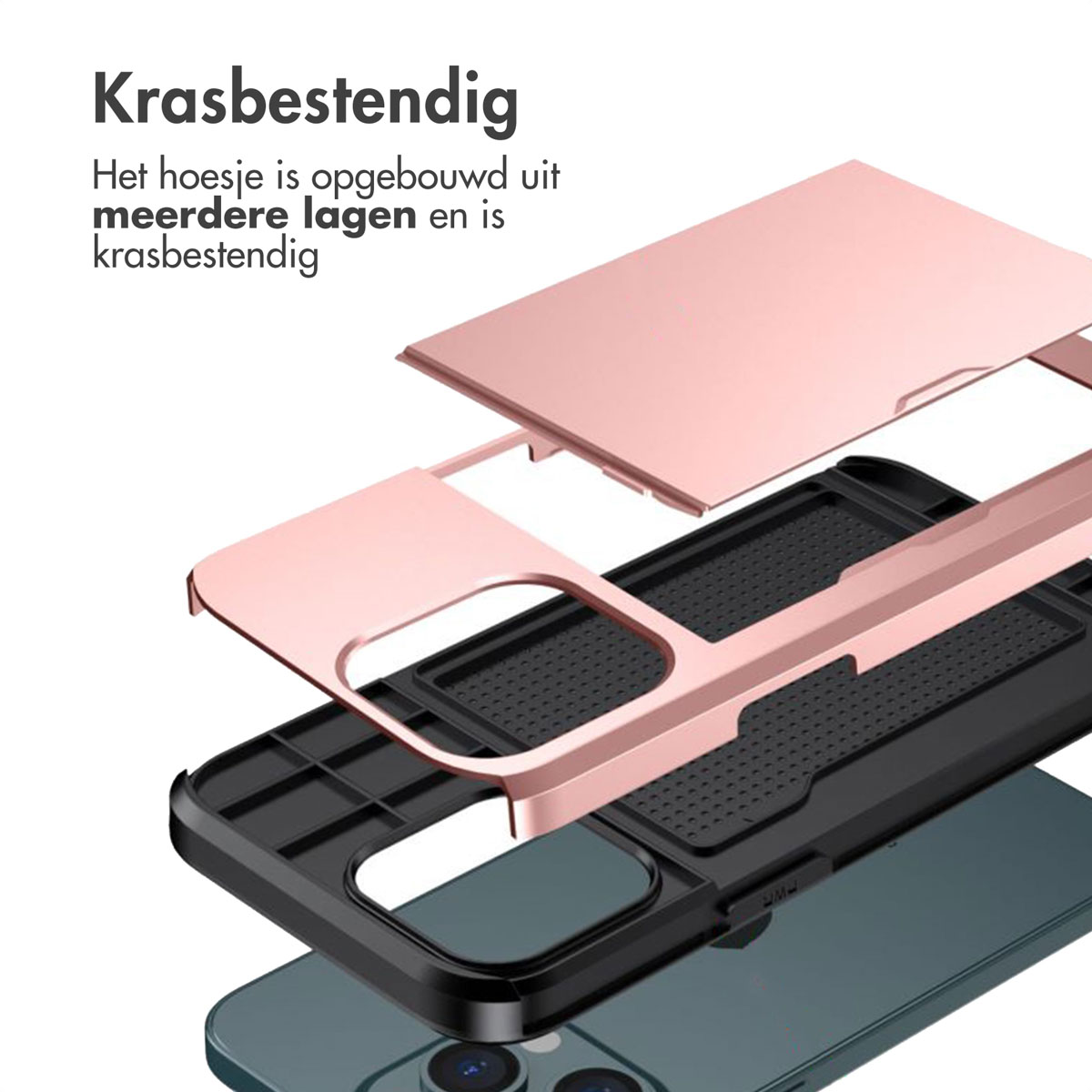 Illustrazione di un design di custodia per telefono oro rosa in più strati.
