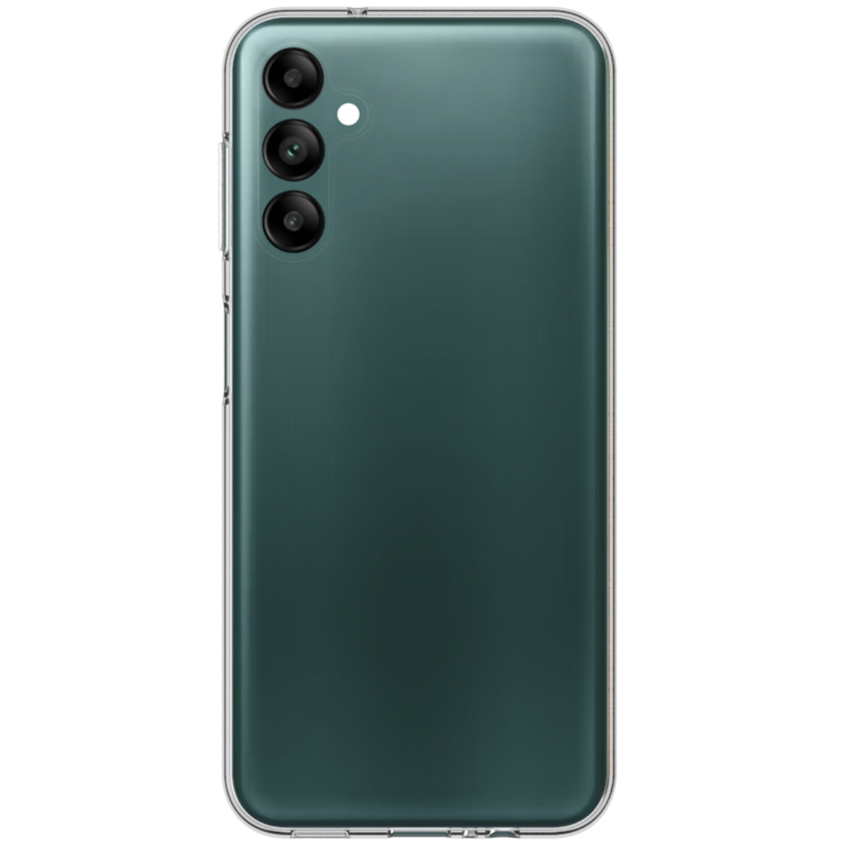 Arrière d'un smartphone vert foncé avec trois objectifs de caméra alignés.