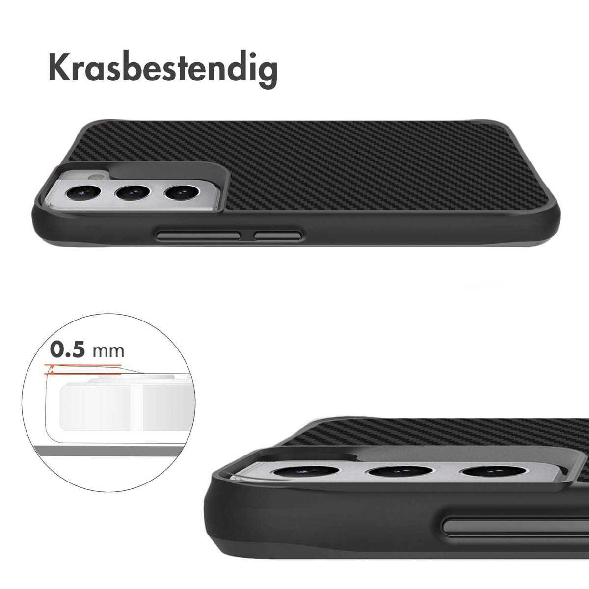 IMOSHION Rugged Hybrid Carbon Cover per Samsung Samsung Galaxy S22, Nero