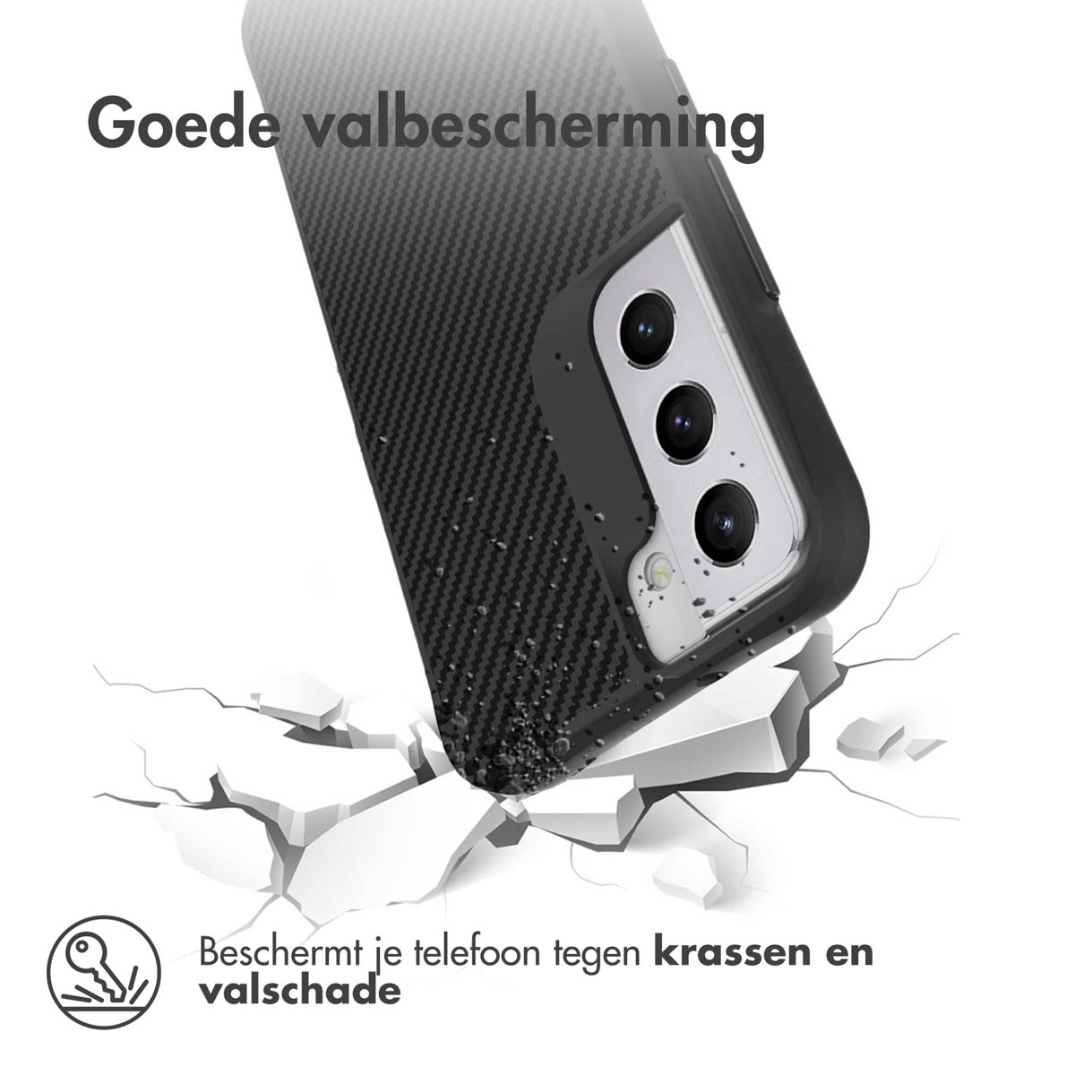 IMOSHION Rugged Hybrid Carbon Case - Geschikt voor Samsung Galaxy S22 - Telefoonhoesje voor Samsung Samsung Galaxy S22 Zwart