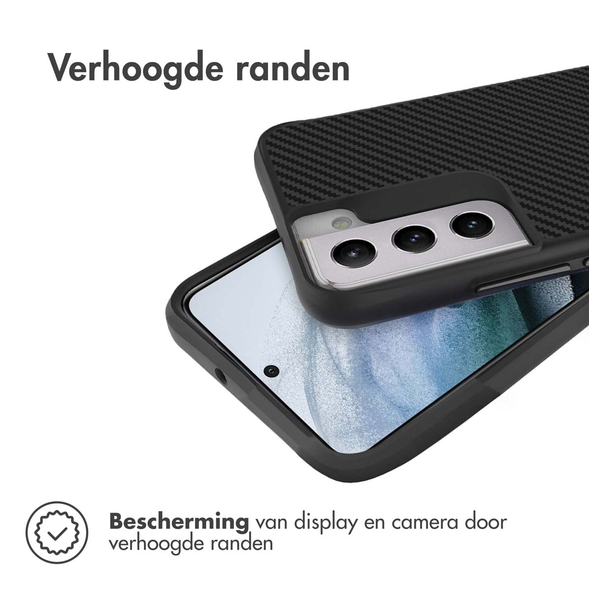 IMOSHION Rugged Hybrid Carbon Case - Geschikt voor Samsung Galaxy S22 - Telefoonhoesje voor Samsung Samsung Galaxy S22 Zwart