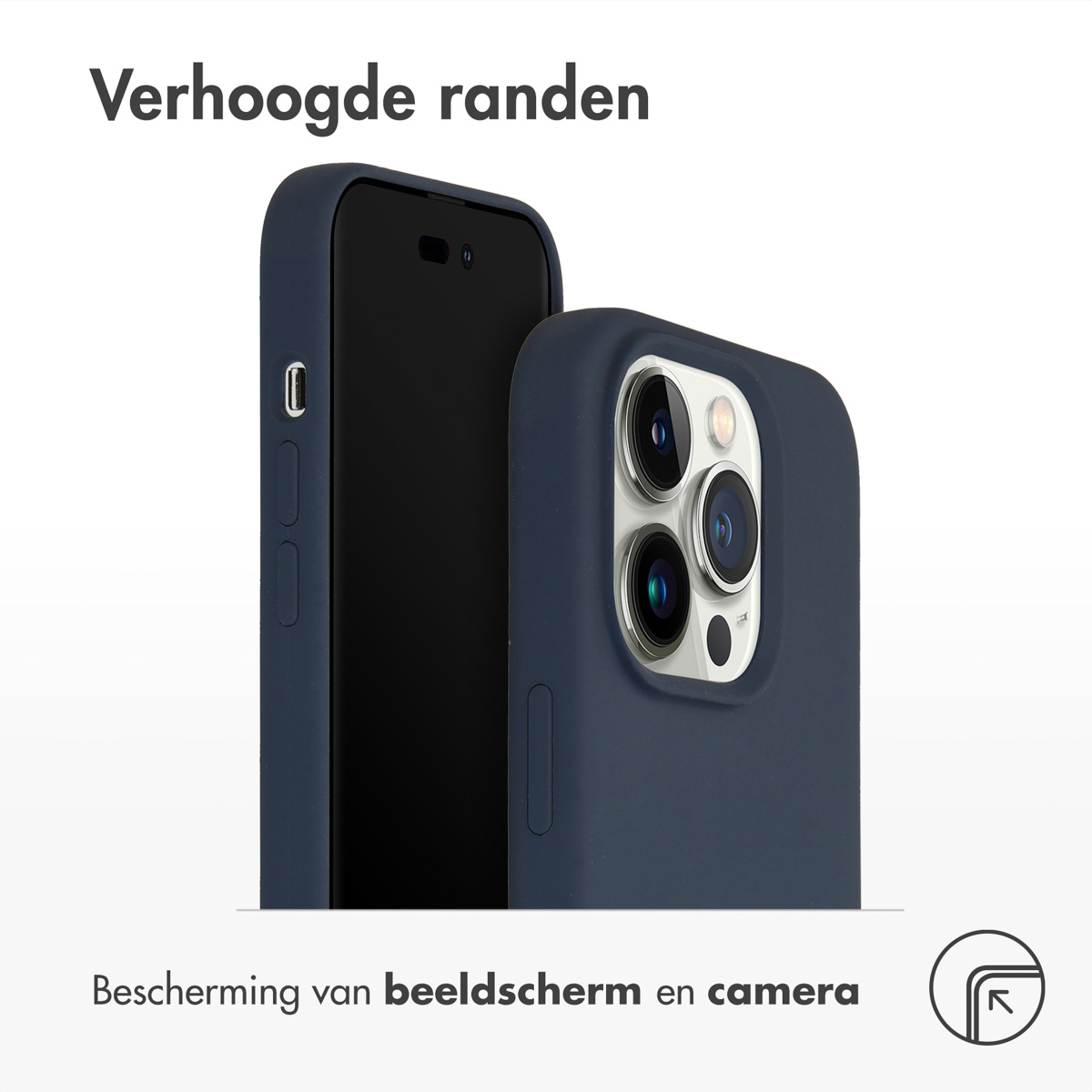 Twee telefoons, één in een blauwe hoes. De hoes beschermt het scherm en de camera.