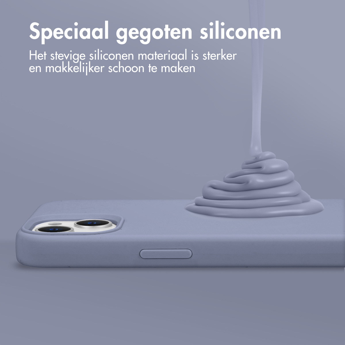 A blue phone case with liquid silicone being poured on it, showing the texture of the material.