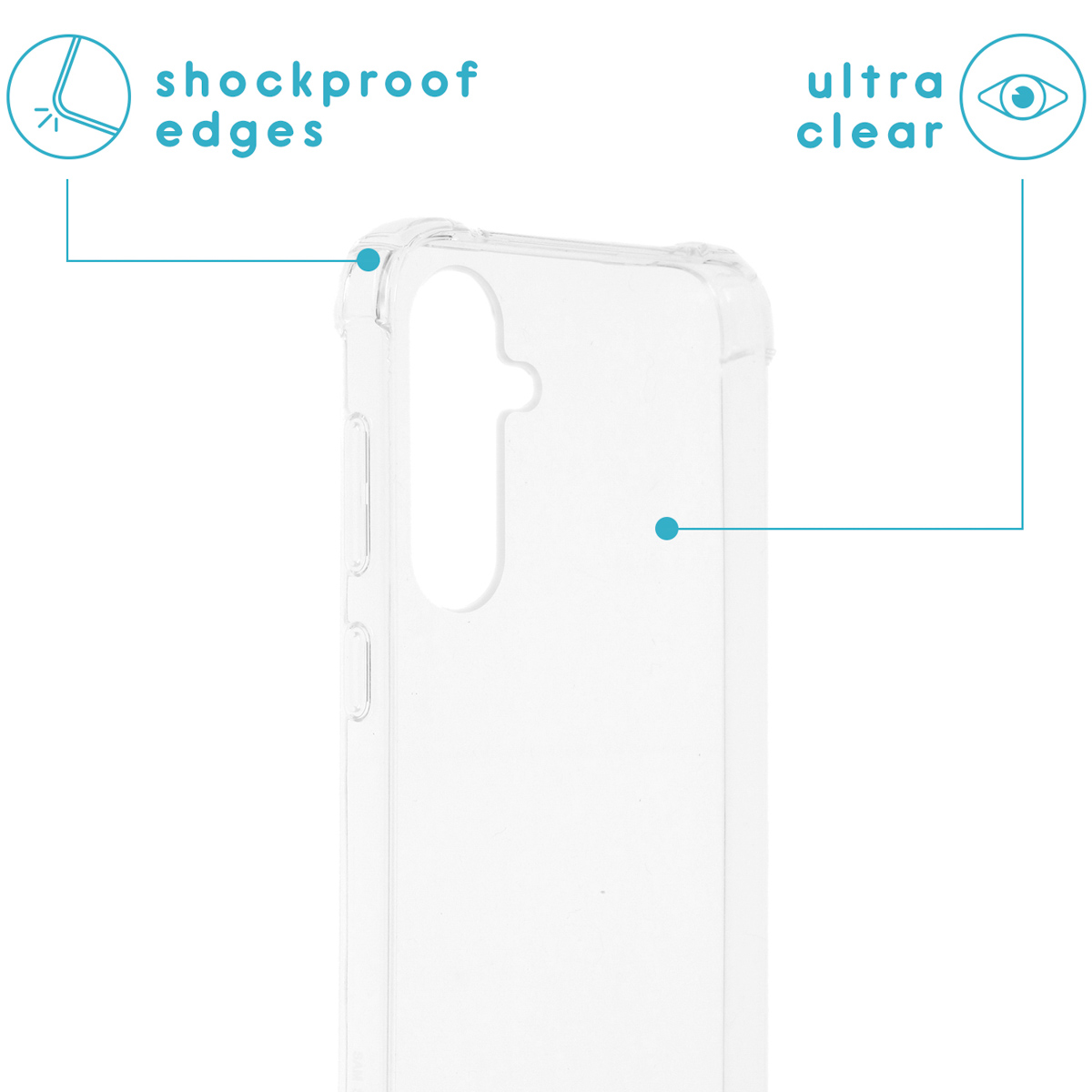 Transparante telefoonhoes met schokbestendige randen. De hoes is ultraclaar.