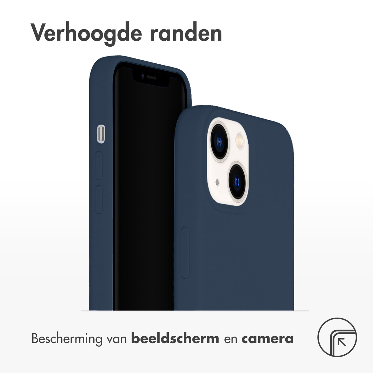 Due telefoni in custodie blu scuro. Uno è parzialmente visibile. Sfondo bianco.