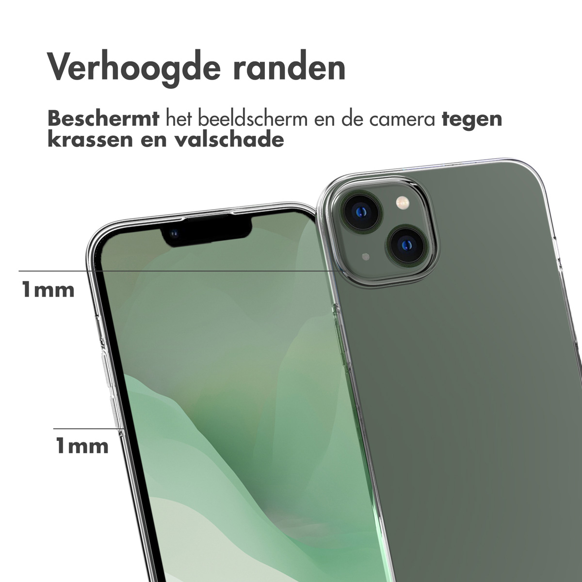 Phone with clear case. The case protects the screen and camera.
