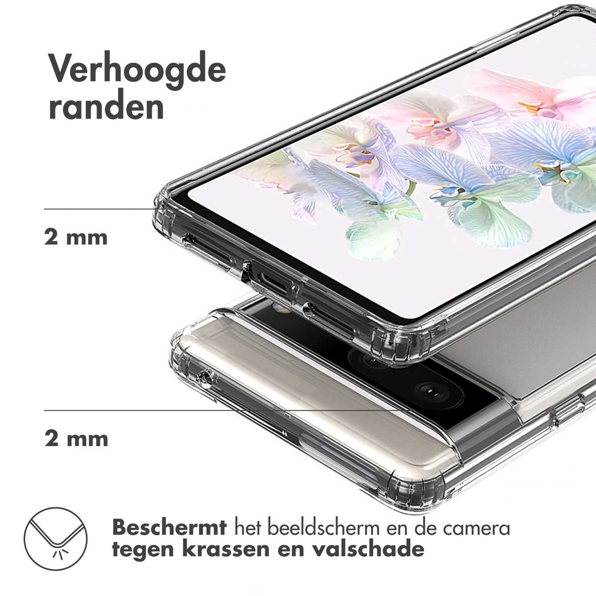 Coque avec bords surélevés. Protège l'écran et la caméra des rayures.