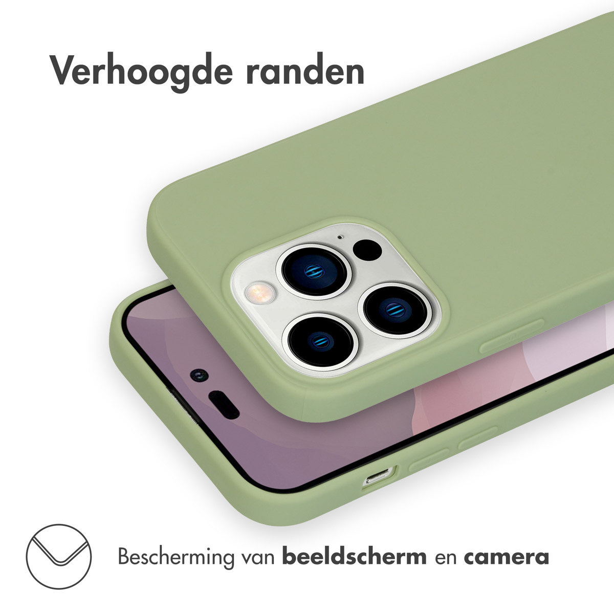 Une coque de téléphone de couleur verte. La coque a un appareil photo et un écran de téléphone.