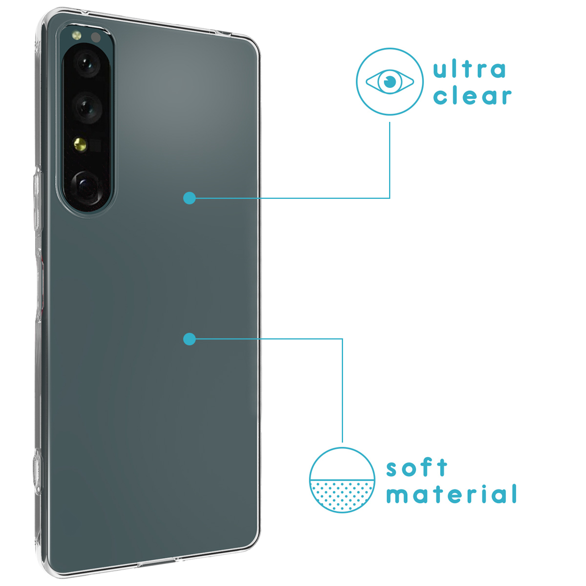 Coque de téléphone, gris clair, avec texte sur ultra clair et matériau doux.