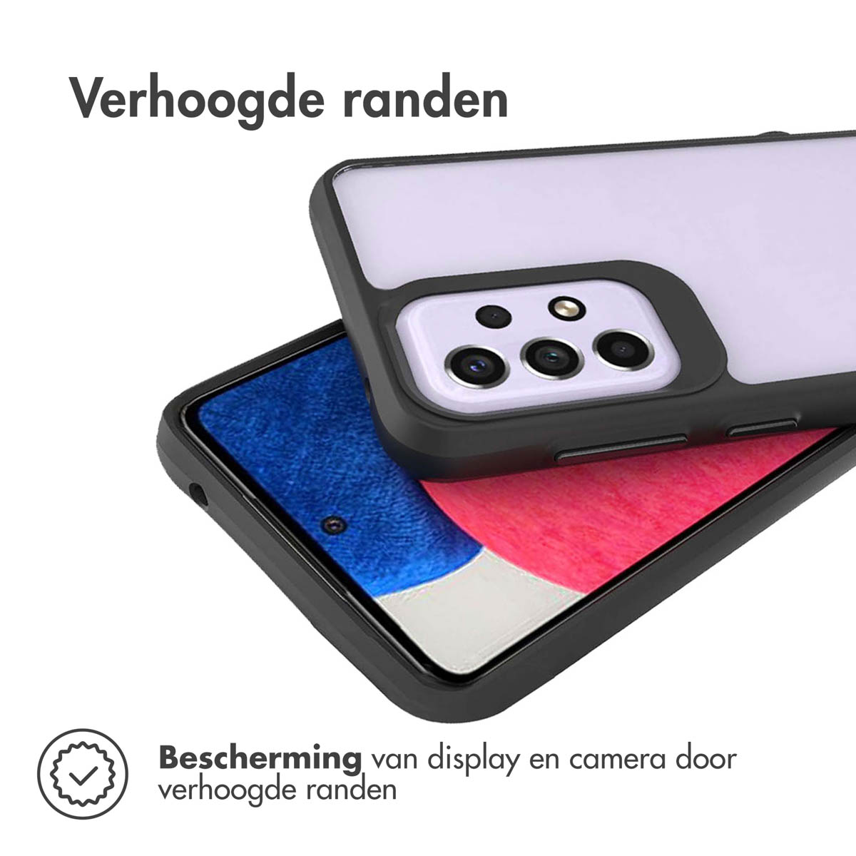 Coque de téléphone noire avec bords surélevés pour protéger écran et appareil.