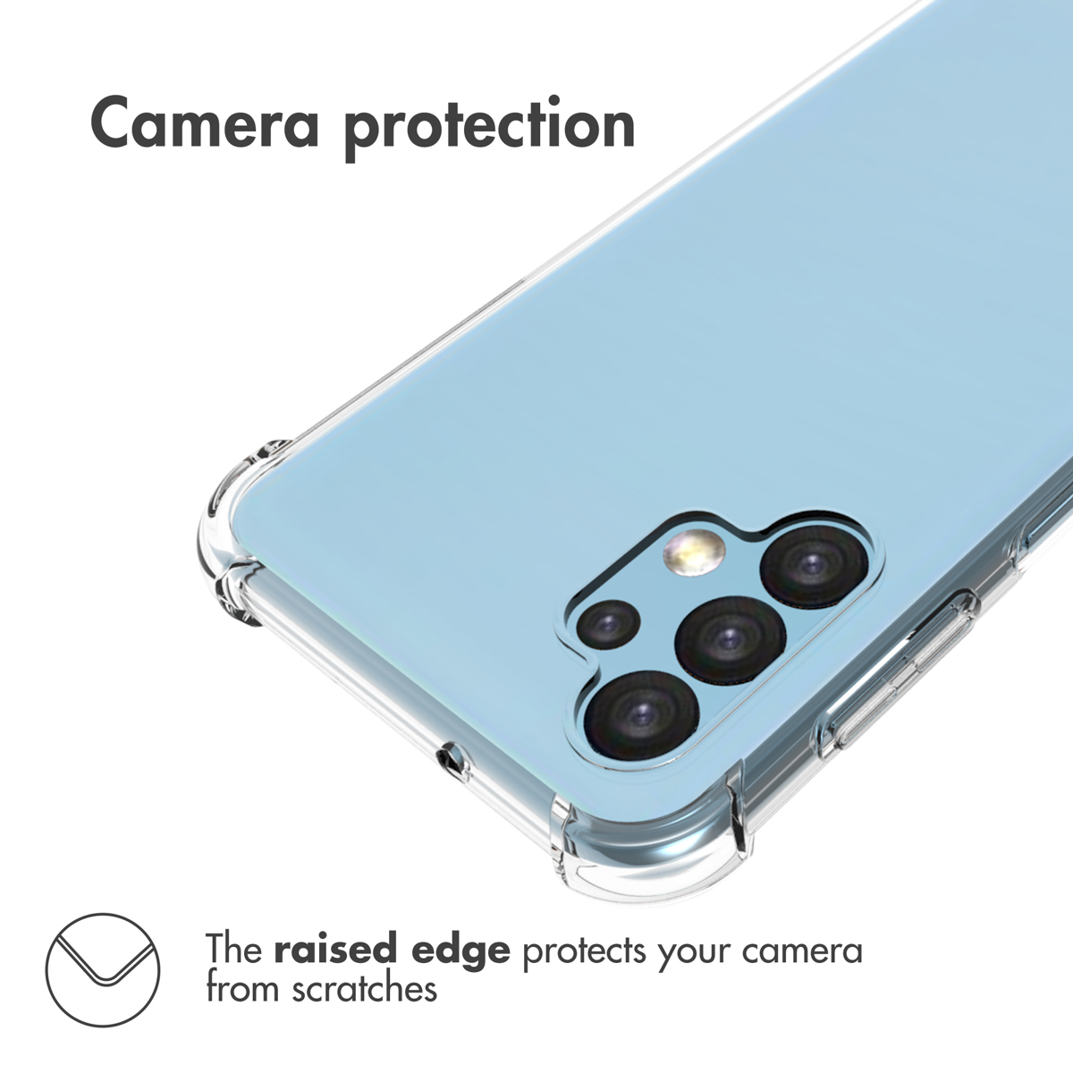 Coque de téléphone bleue avec pare-chocs de protection et bords surélevés.