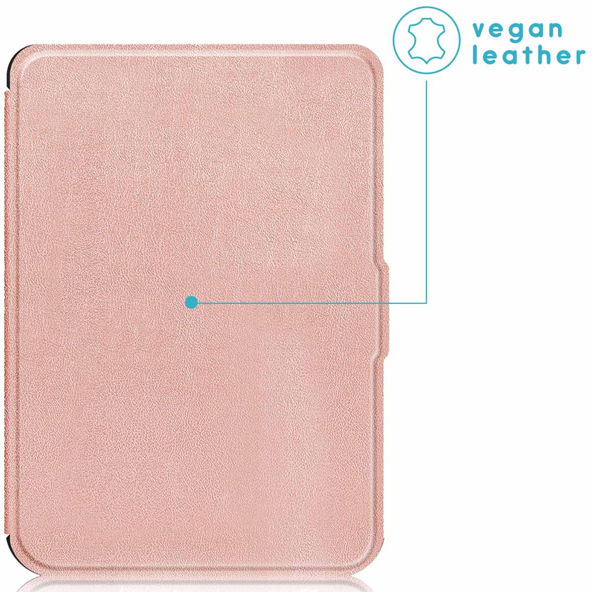 Een roze vegan lederen hoes met een getextureerd oppervlak.