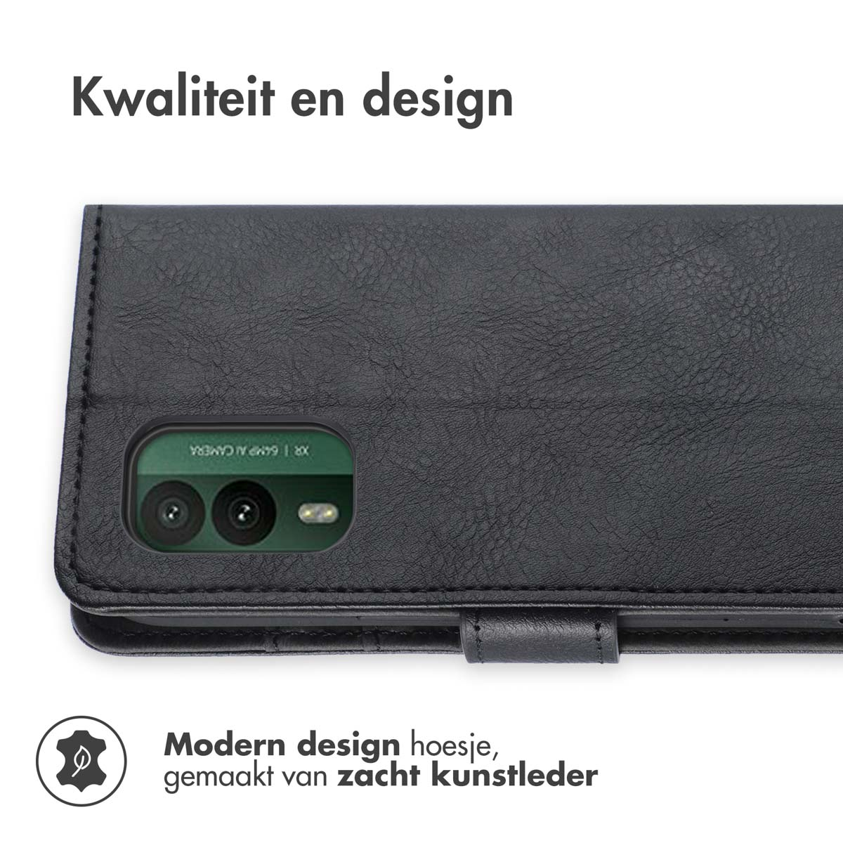 Schwarze Handyhülle mit einem Telefon darin. Die Hülle ist geschlossen.