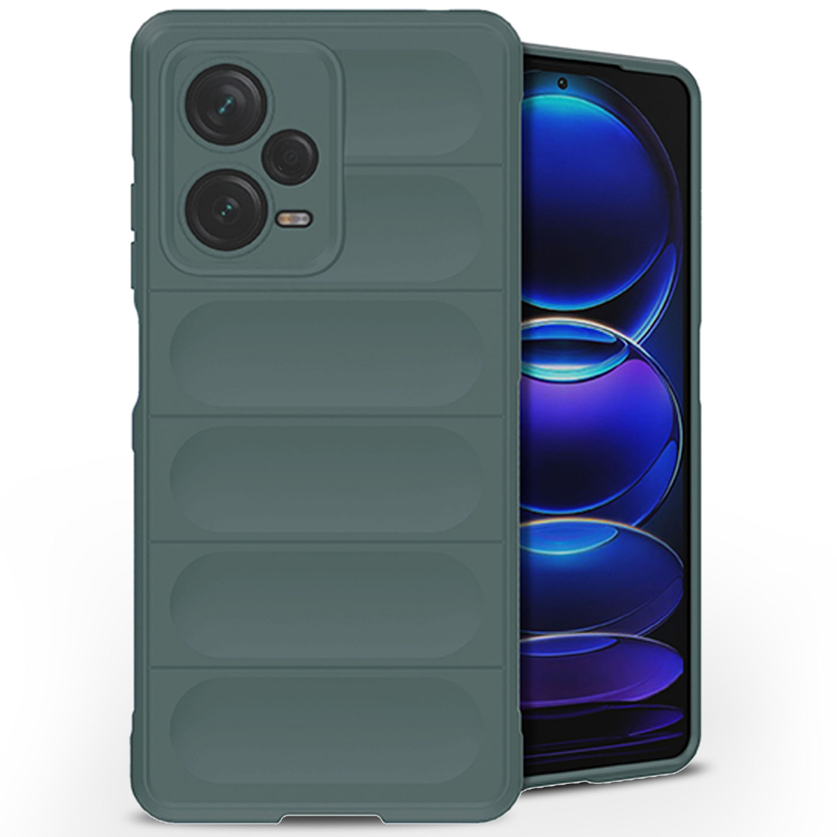 Groene telefoonhoes met een telefoon, die een deel van het scherm laat zien.