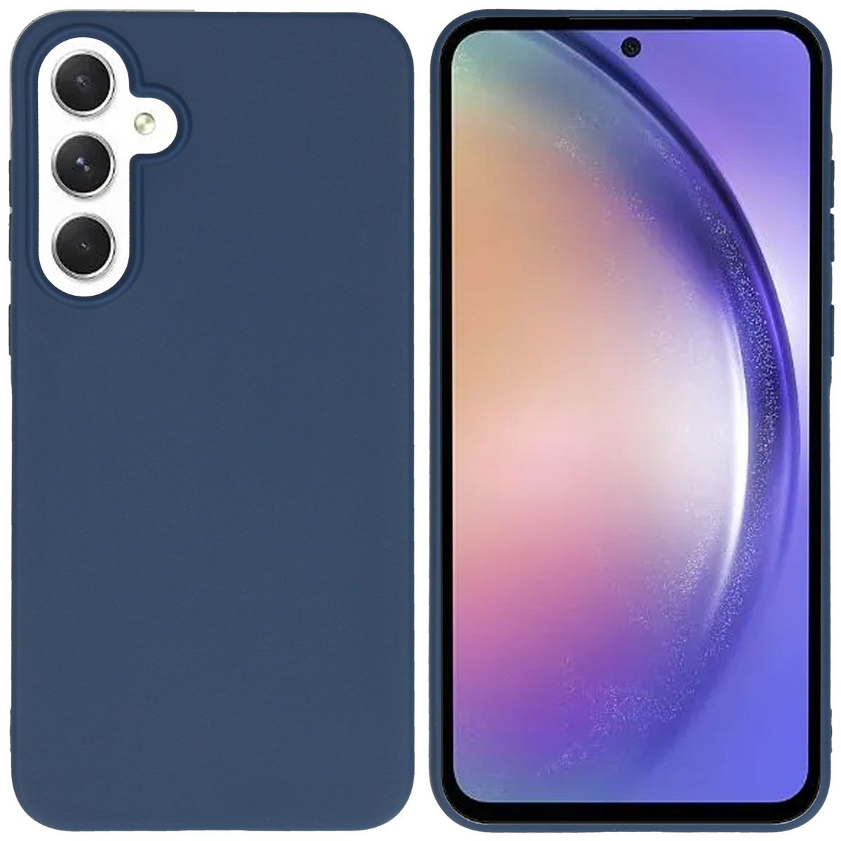 Téléphone dans une coque bleue, avec une autre coque.