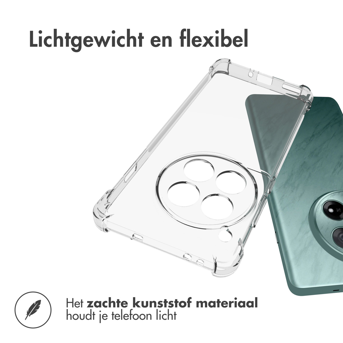 Coque transparente avec un téléphone à l'intérieur. La coque est transparente.