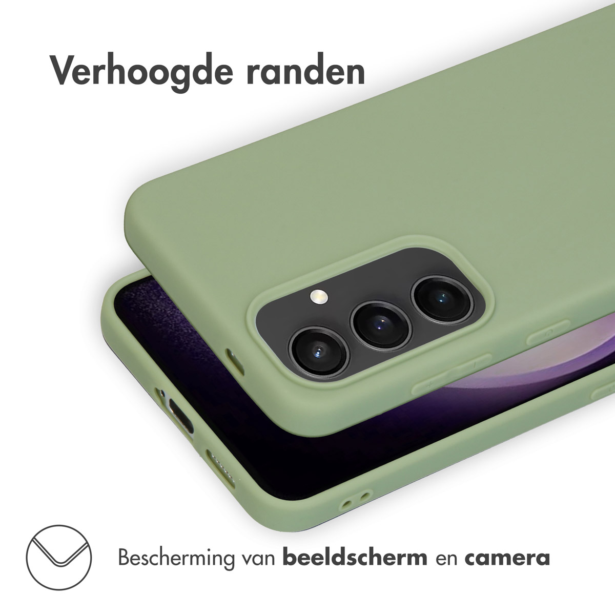 Coque de téléphone verte avec un téléphone à l'intérieur. La coque verte recouvre le téléphone.